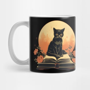 Floral Black Cat And Book Catshirt Mug